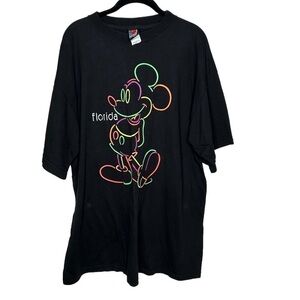 Vtg 90s Mickey Mouse FLORIDA Neon Walt Disney Surf Skate Tourist 2XL T-Shirt